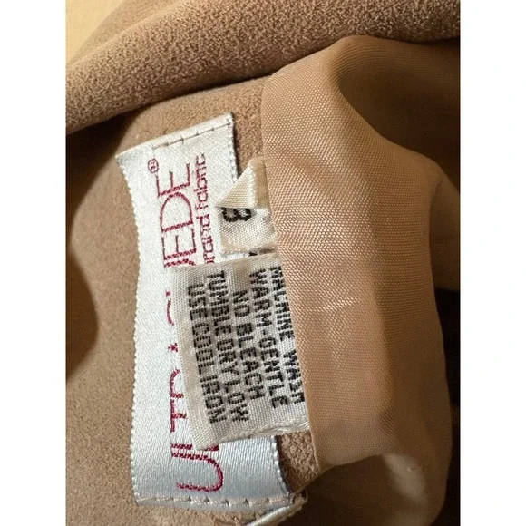 Vintage Charles Klein Ultrasuede Trench Coat Belted Longline Neutral Women's - Picture 5 of 6